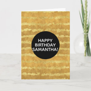 Gold Glitzy Stripes Personalized Card