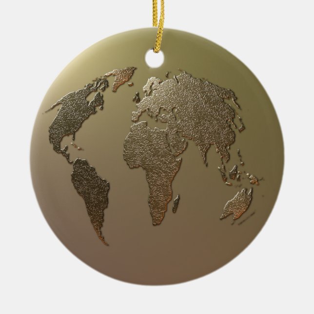 Gold Globe Ceramic Ornament (Front)