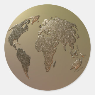 Gold Globe Classic Round Sticker