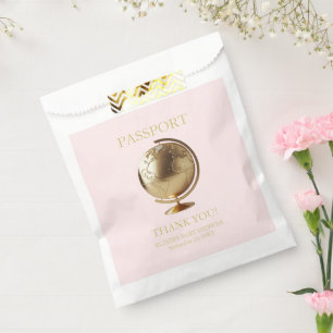 Gold Globe Passport Travel Baby Shower Favour Bag
