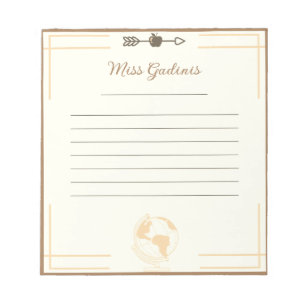 Gold Globe Teacher Notepad