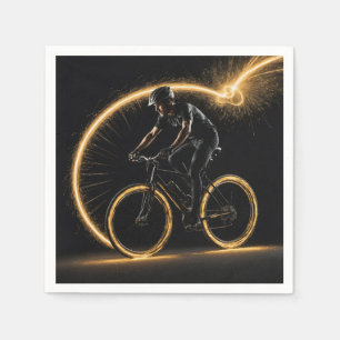 Gold Glow Neon Bike With Light Trails Napkin