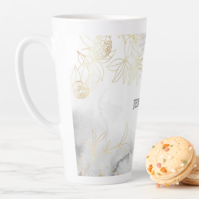 Gold Glowers on Marbled  Latte Mug (In Situ)