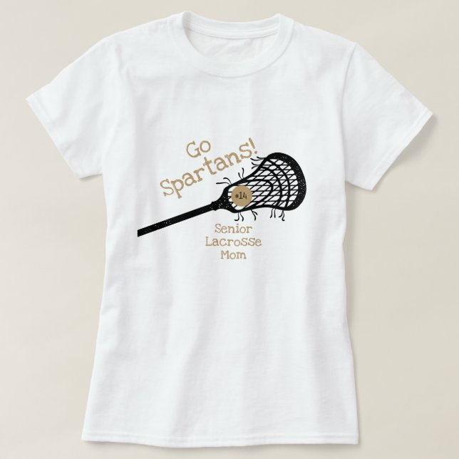 Gold Go Team Lacrosse Mom T-Shirt (Design Front)