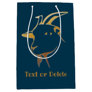 Gold Goat on Navy Blue Medium Gift Bag