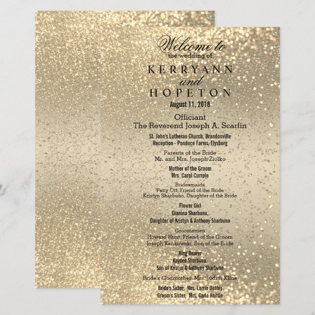 Gold & Gold Glitter - Program (Front/Back)