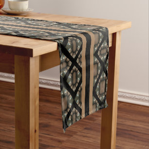 Gold & Gold Modern Classic Monogram Pattern Short Table Runner