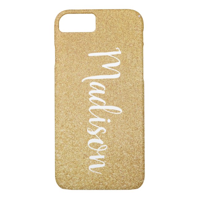 Gold Golden Classic with White Custom Name Text Case-Mate iPhone Case (Back)