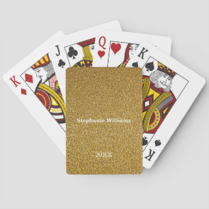 Gold Golden Glitter Custom Name Year Cute Modern Playing Cards