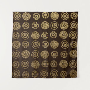 Gold Golden, hand drawn pattern with circles. Abst Tapestry
