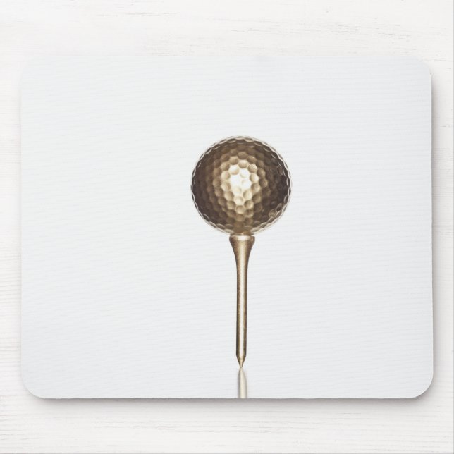 Gold golf ball and tee mouse pad (Front)