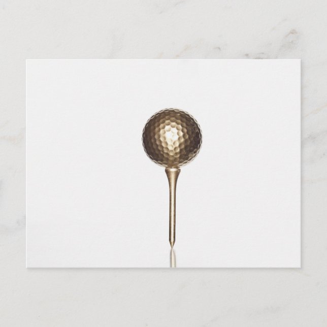 Gold golf ball and tee postcard (Front)