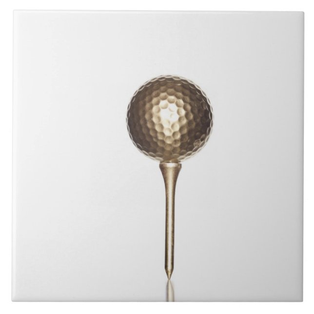 Gold golf ball and tee tile (Front)