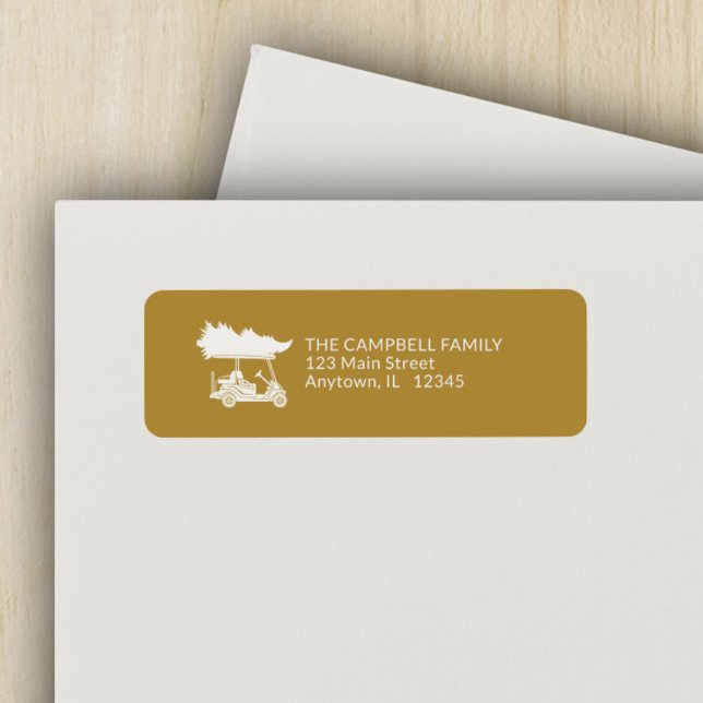 Gold Golf Cart with Christmas Tree Return Address (Creator Uploaded)