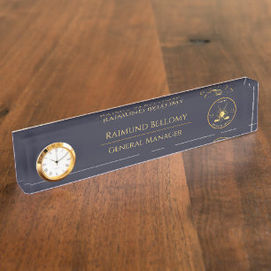 Gold Golf Clubs Desk Name Plate