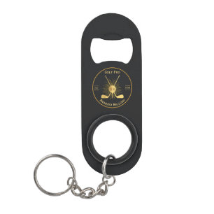 Gold Golf Clubs Keychain Bottle Opener