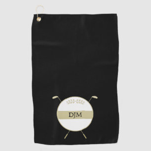 Gold Golf Clubs Monogram Towel