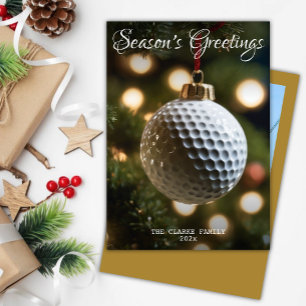 Gold Golf Season's Greetings Christmas Photo Holiday Card