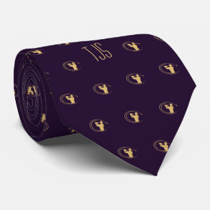 Gold Golger Club Swing On Purple Tie