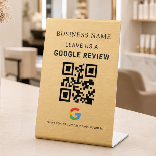 Gold Google Review Tabletop Display Pedestal Sign
