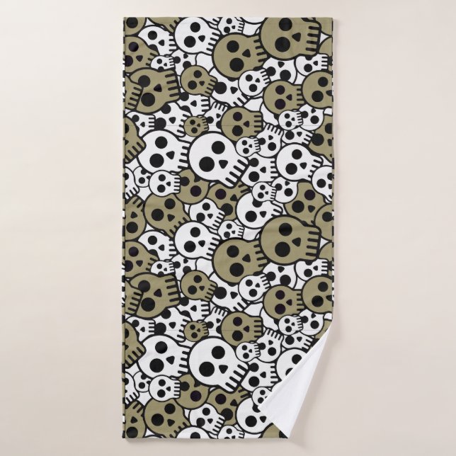 Gold Gothic Skull Pattern Print Bath Towel (Bath Towel)