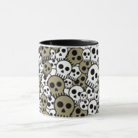 Gold Gothic Skull Pattern Print