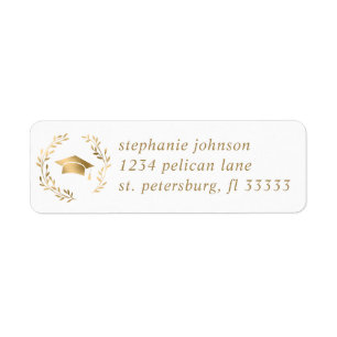 Gold Grad Cap and Wreath Graduation Return Address