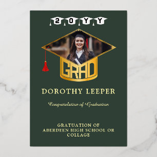 Gold Grad Cap & Photo Graduation Announcement