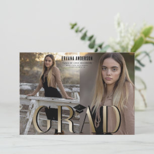 Gold Grad Graduation Photo Graduate Announcement