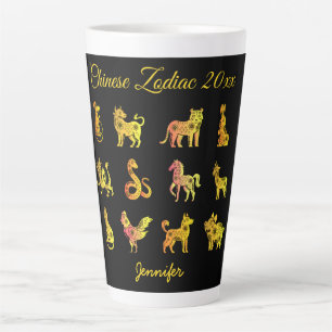 Gold Gradient Chinese Zodiac Animal Black Latte Mug