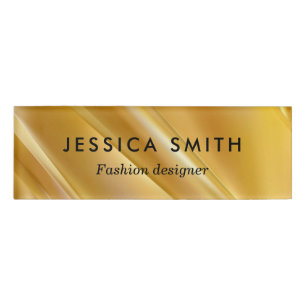 Gold gradient diagonal lines name tag
