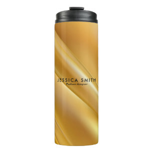 Gold gradient diagonal lines thermal tumbler