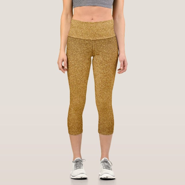 Gold Gradient Glitters Capri Leggings (Front)