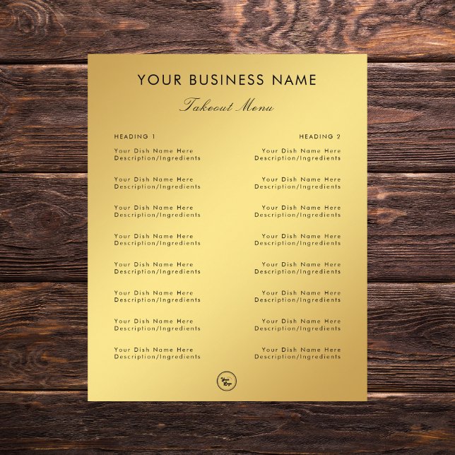 Gold Gradient Restaurant Cafe Take Out Menu & Logo (Creator Uploaded)