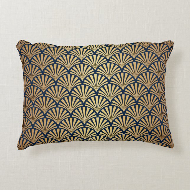 Gold Gradient: Seamless Art Deco Accent Pillow (Front)