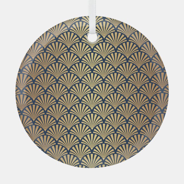 Gold Gradient: Seamless Art Deco Glass Ornament (Front)