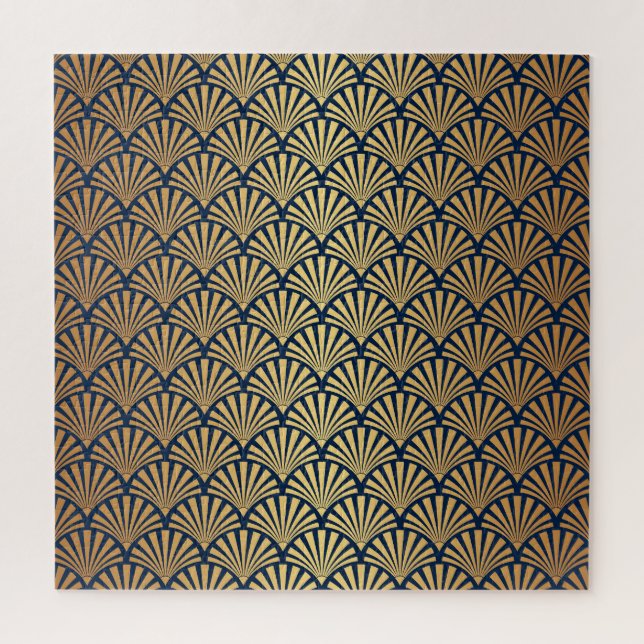 Gold Gradient: Seamless Art Deco Jigsaw Puzzle (Vertical)