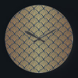 Gold Gradient: Seamless Art Deco Large Clock<br><div class="desc">Seamless Art Deco Pattern with Gold Gradient
Glamourous Art Deco with gold gradient. Luxurious and chic!
Art Deco gold gradient,  a classic pattern with elegance.
pattern,  deco,  gold,  blue,  illustration,  seamless,  background,  black,  abstract,  texture,  paper,  vintage,  gift,  retro,  geometric,  luxury,  fabric,  ornament,  shape,  textile</div>