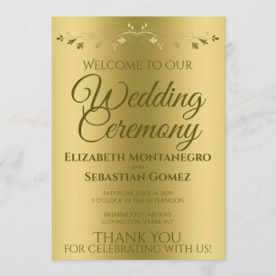 Gold Gradient & Vintage Filigree Elegant Wedding Program