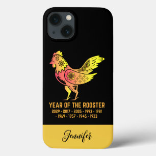 Gold Gradient Year Of Rooster Zodiac Name Black iPhone 13 Case