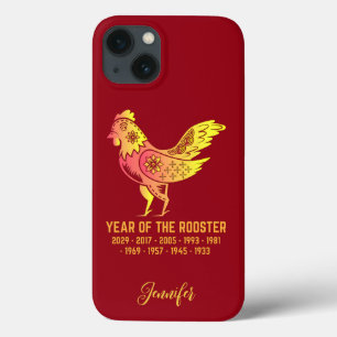 Gold Gradient Year Of Rooster Zodiac Name Red iPhone 13 Case