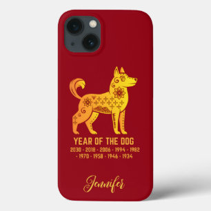 Gold Gradient Year Of The Dog Zodiac Name Red iPhone 13 Case