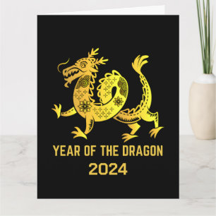 Gold Gradient Year Of The Dragon 2024 New Year Card