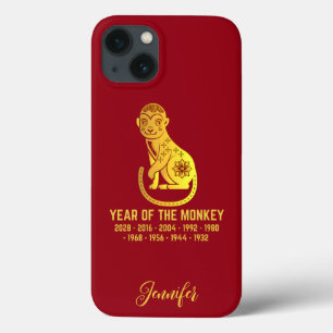 Gold Gradient Year Of The Monkey Zodiac Name Red iPhone 13 Case