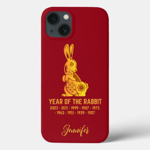 Gold Gradient Year Of The Rabbit Zodiac Name Red iPhone 13 Case