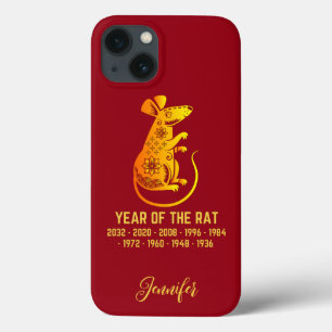Gold Gradient Year Of The Rat Zodiac Name Red iPhone 13 Case
