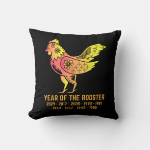 Gold Gradient Year Of The Rooster Zodiac Black Throw Pillow
