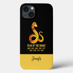Gold Gradient Year Of The Snake Zodiac Name Black iPhone 13 Case
