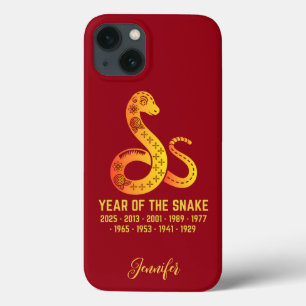 Gold Gradient Year Of The Snake Zodiac Name Red iPhone 13 Case