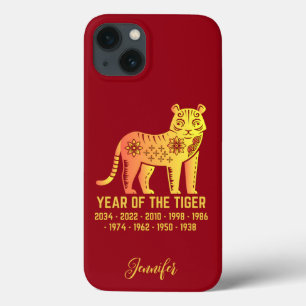 Gold Gradient Year Of The Tiger Zodiac Name Red iPhone 13 Case